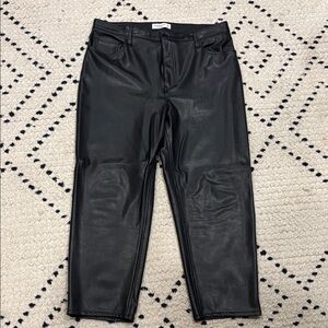 Abercrombie & Fitch Black Faux Leather Pants ankle straight high rise